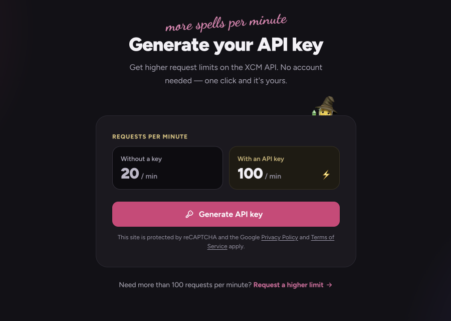 Generate your API key page