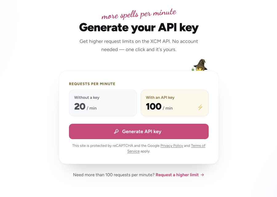 Generate your API key page