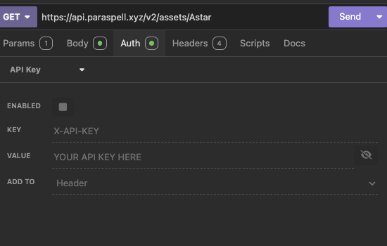 API Key auth in Insomnia